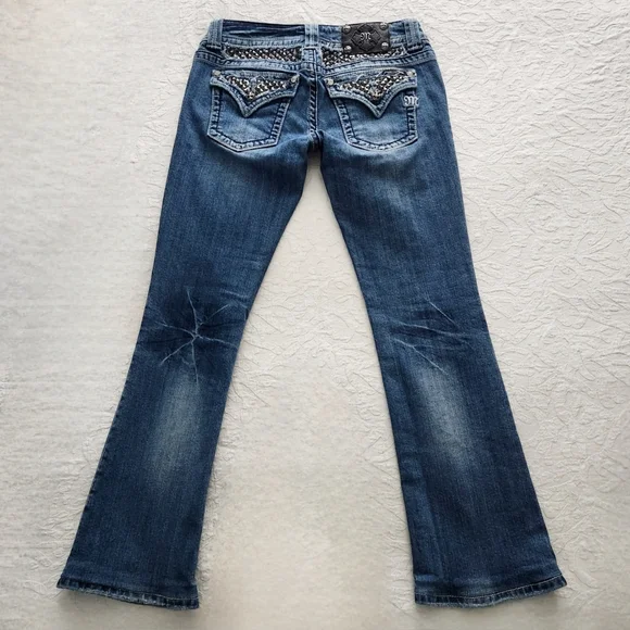 Miss Me Boot / Kick Flare Ankle Jeans With Studs & Contrast Stitching, Size 28 - Picture 7 of 16